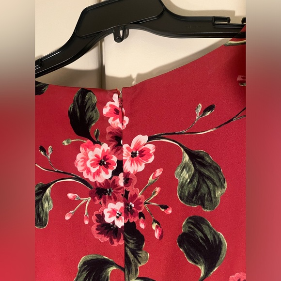 Eloquii Red Rose Floral Drape Midi Dress - PLUS Size 24 - Picture 6 of 8